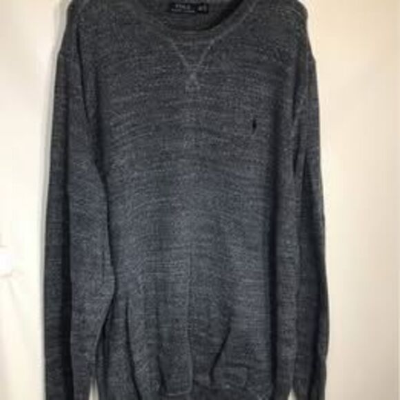 Polo Ralph Lauren Crew Neck Cotton Knit Sweater Gray  Pony Mens Sz 4XLT - Picture 1 of 8